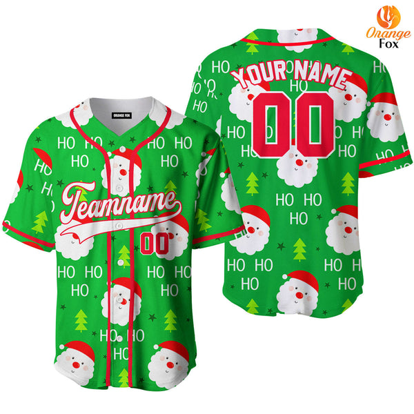 Green Christmas Santa Ho Ho Ho Custom Name Baseball Jerseys For Men & Women