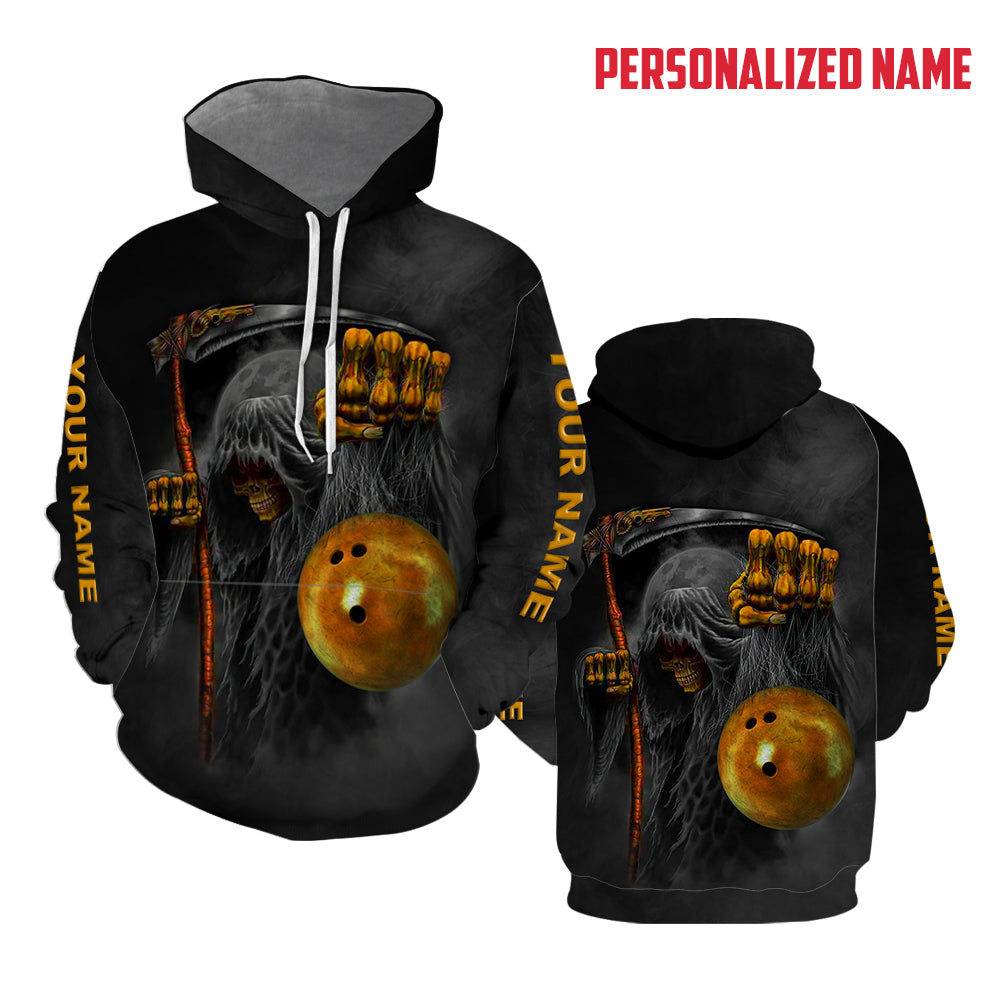 Grim Reaper Bowling Custom Name Hoodie For Men & Women