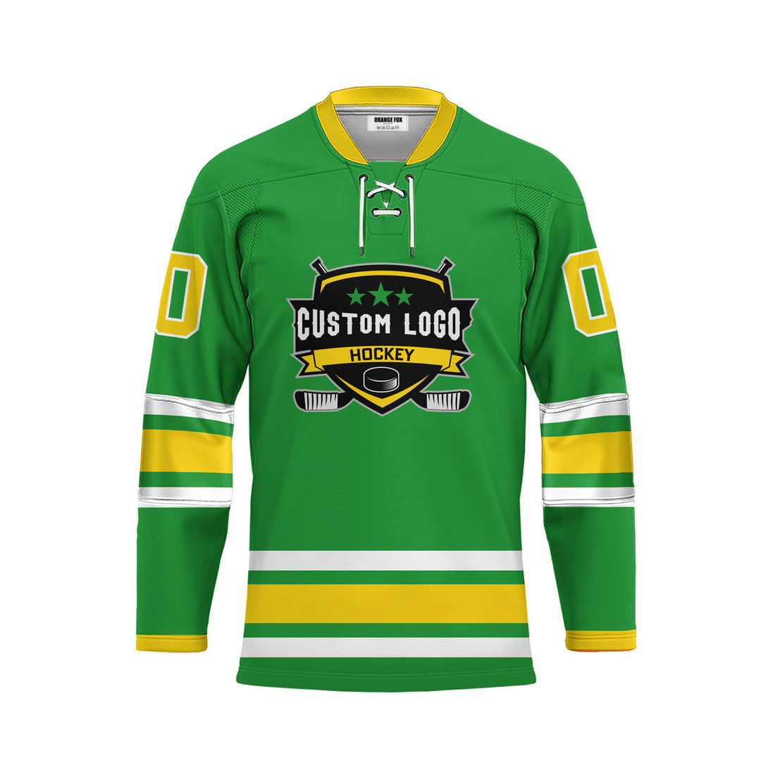 Custom Green Ducks Lace Neck Hockey Jersey For Men & Women