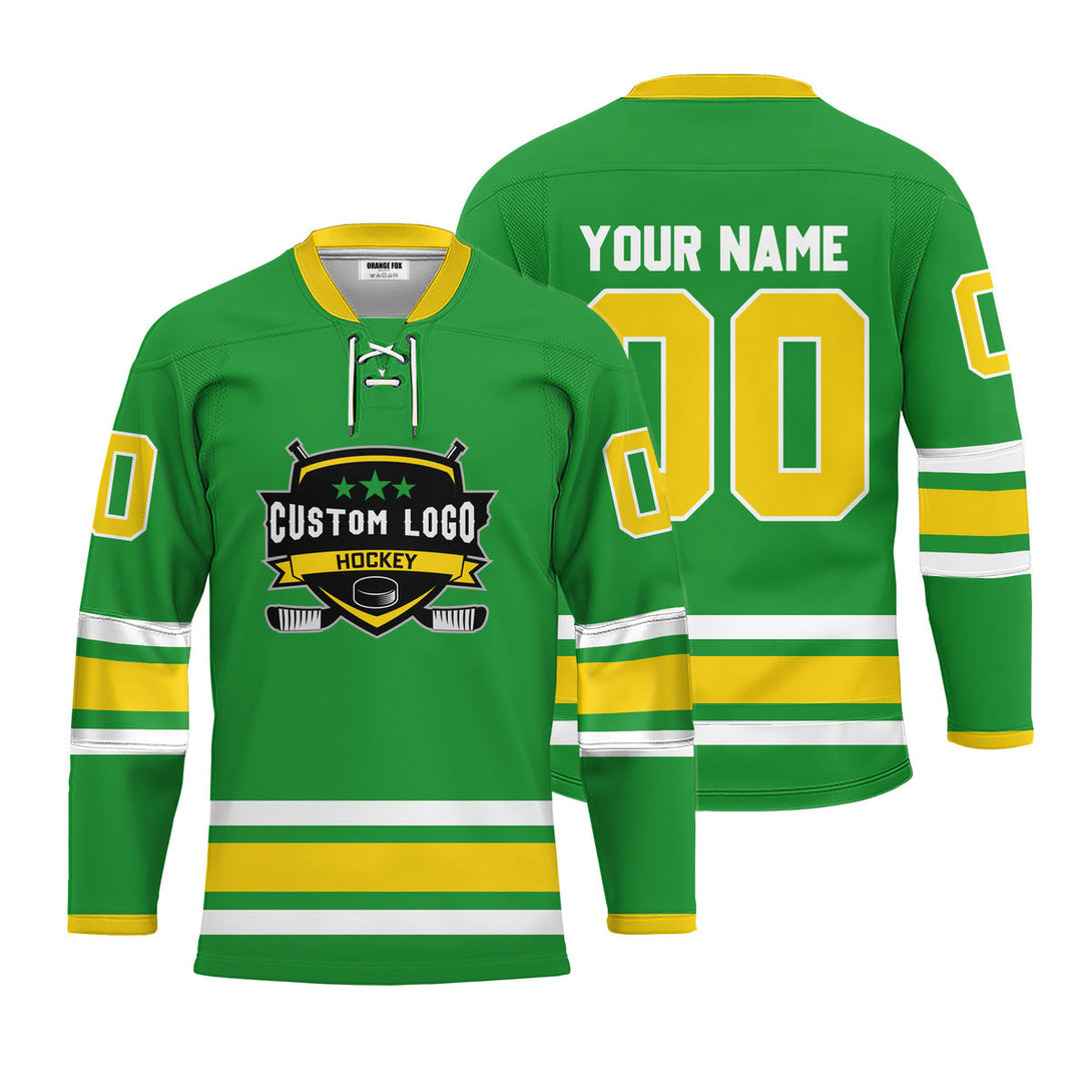 Custom Green Ducks Lace Neck Hockey Jersey For Men & Women