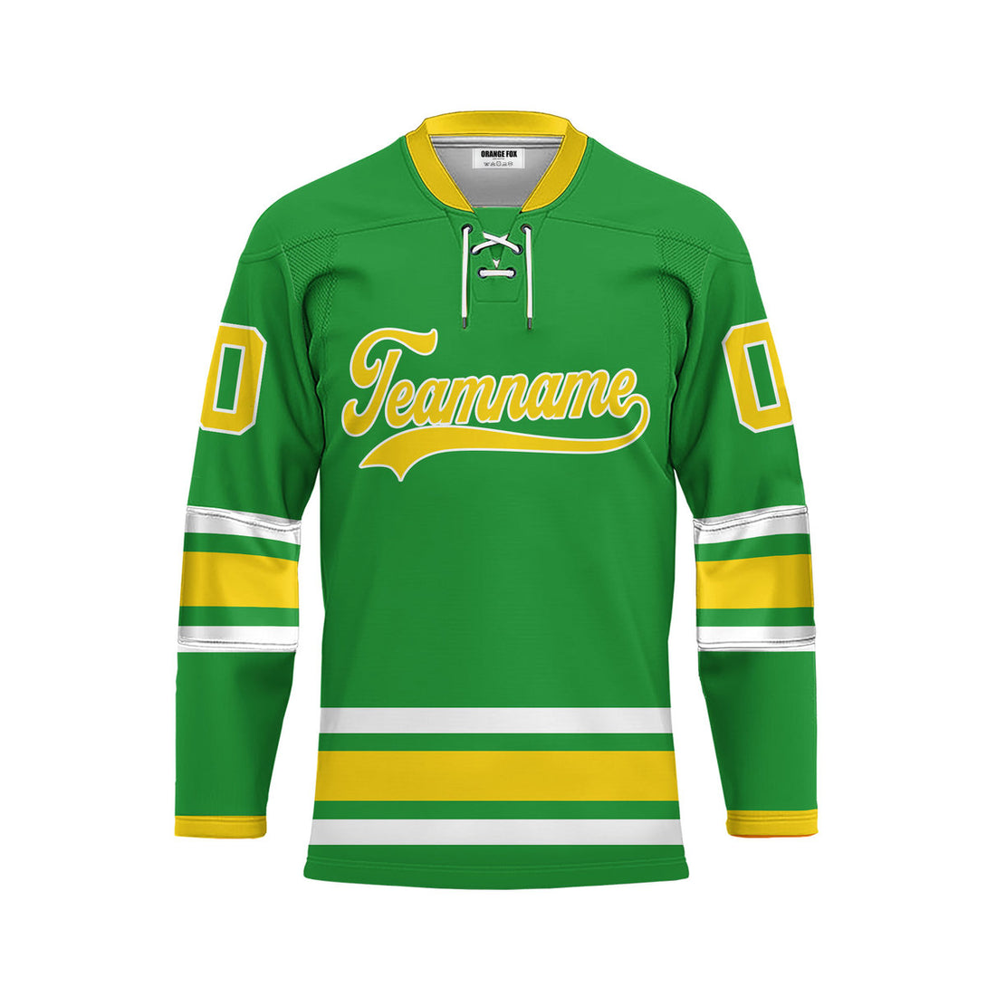 Custom Green Ducks Lace Neck Hockey Jersey For Men & Women