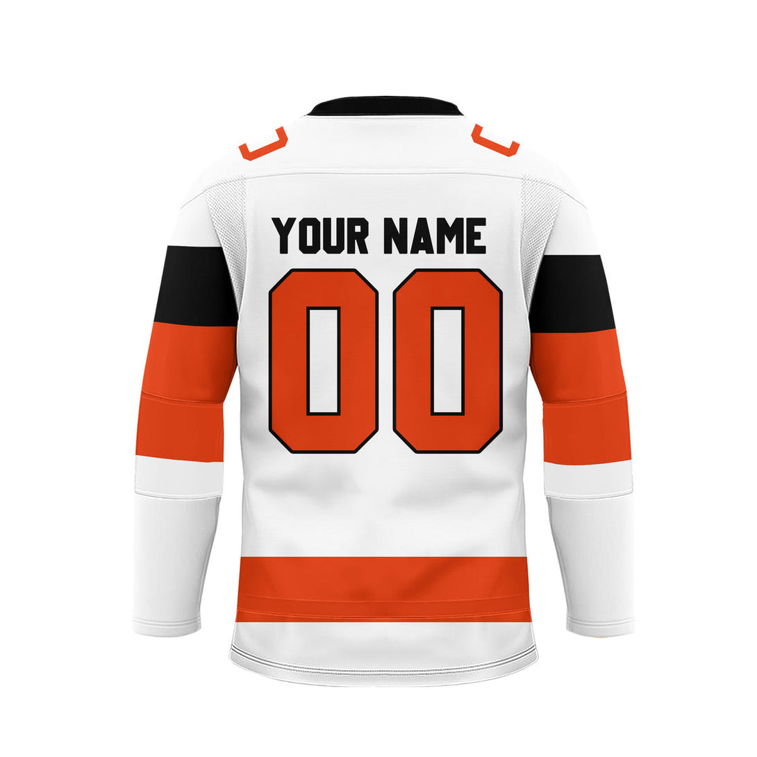 Custom Orange Philadelphia Stadium Lace Neck Hockey Jersey For Men & Women