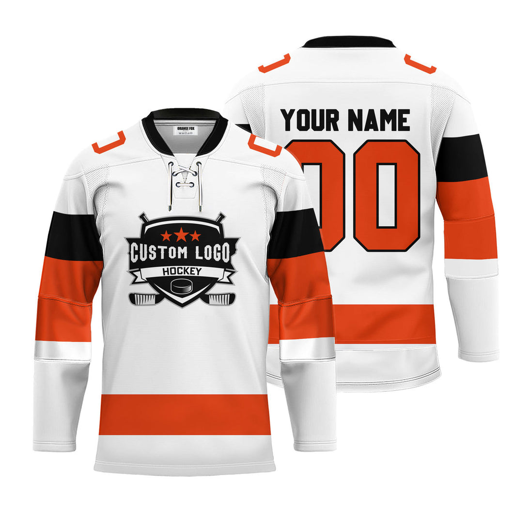 Custom Orange Philadelphia Stadium Lace Neck Hockey Jersey For Men & Women