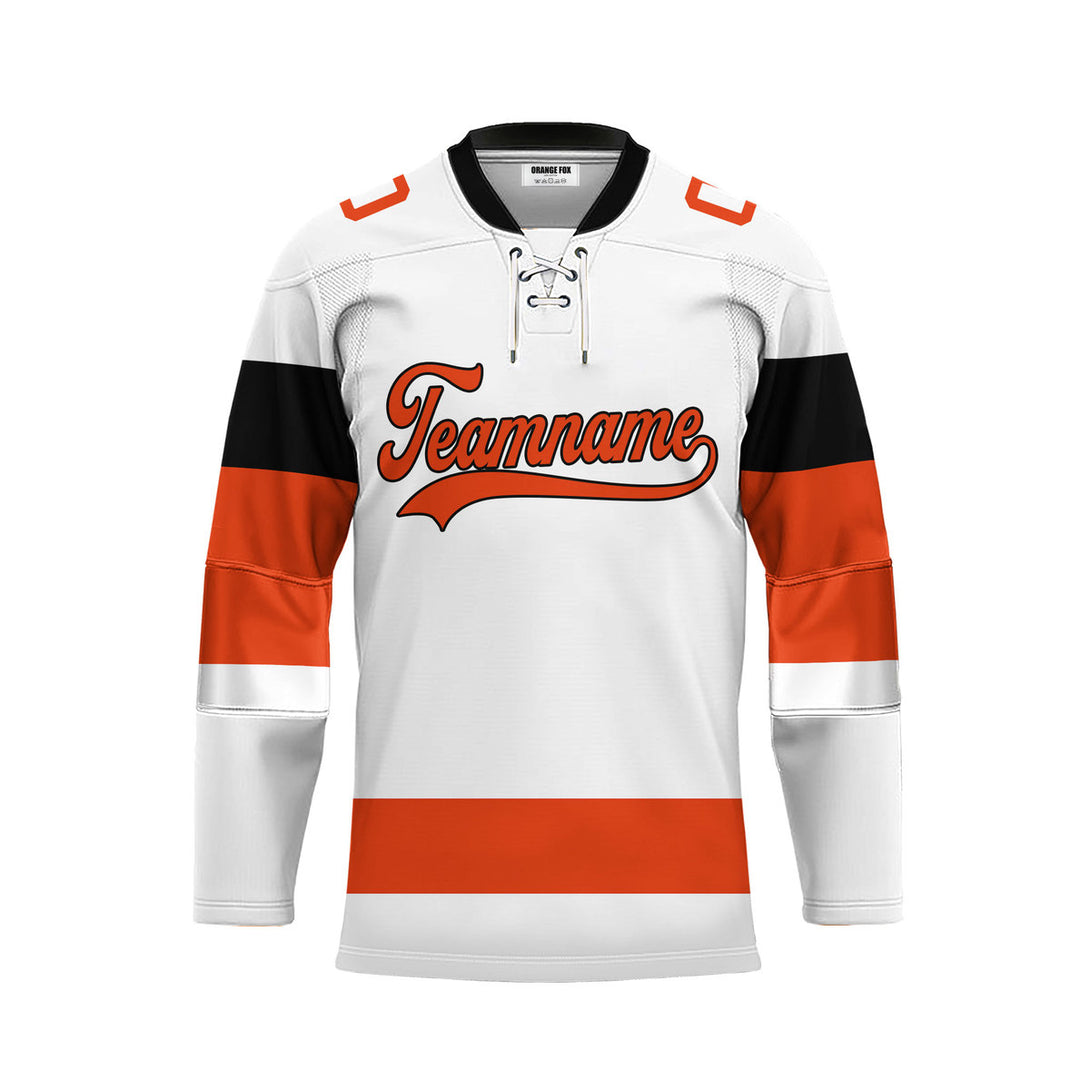 Custom Orange Philadelphia Stadium Lace Neck Hockey Jersey For Men & Women