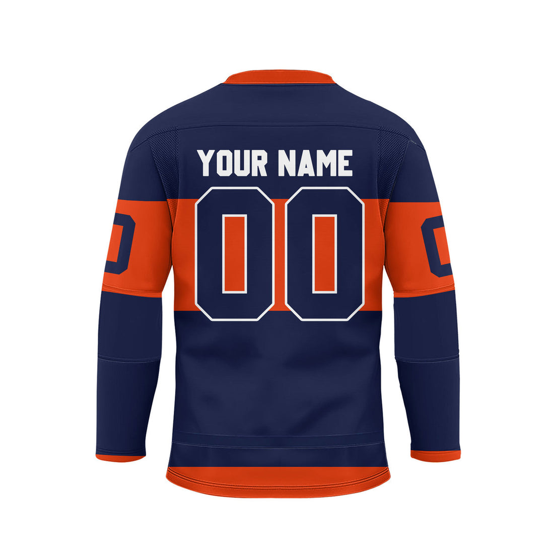 Custom Blue New York Lace Neck Hockey Jersey For Men & Women