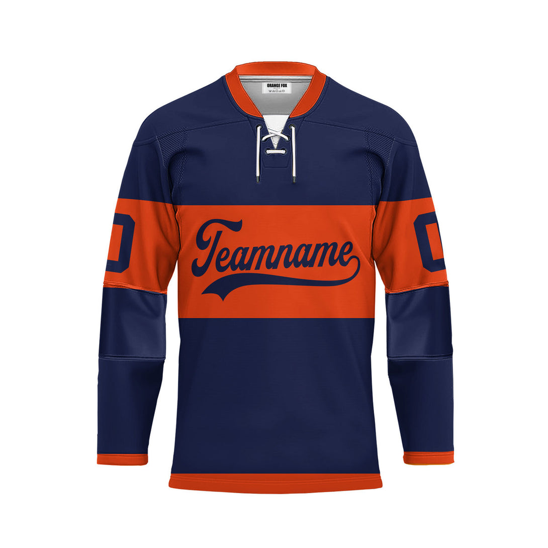 Custom Blue New York Lace Neck Hockey Jersey For Men & Women