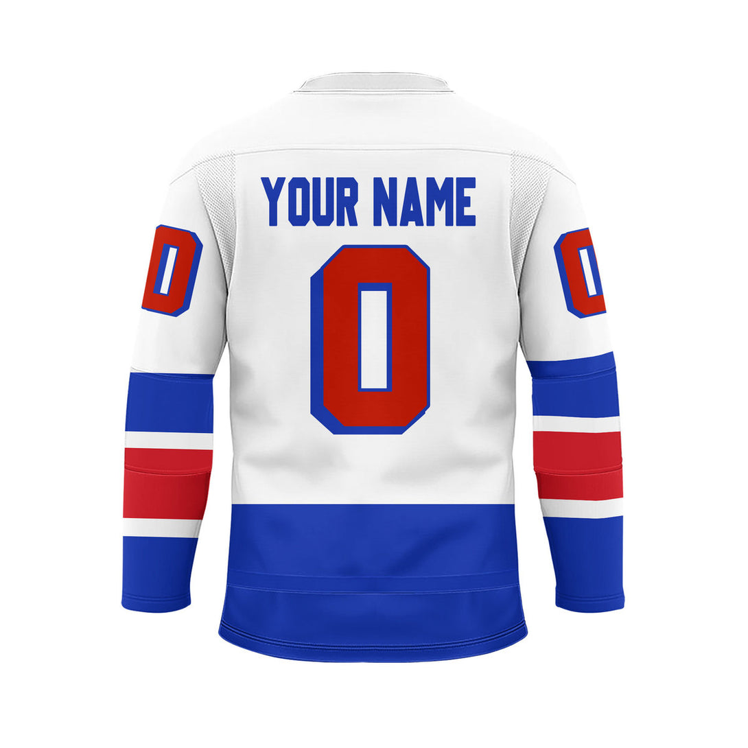 Custom White New York Lace Neck Hockey Jersey For Men & Women