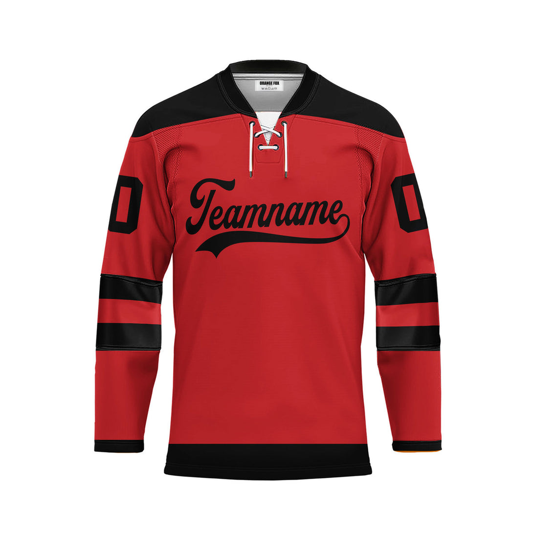 Custom Red New Jersey Lace Neck Hockey Jersey For Men & Women