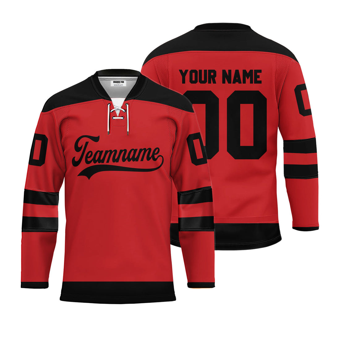 Custom Red New Jersey Lace Neck Hockey Jersey For Men & Women