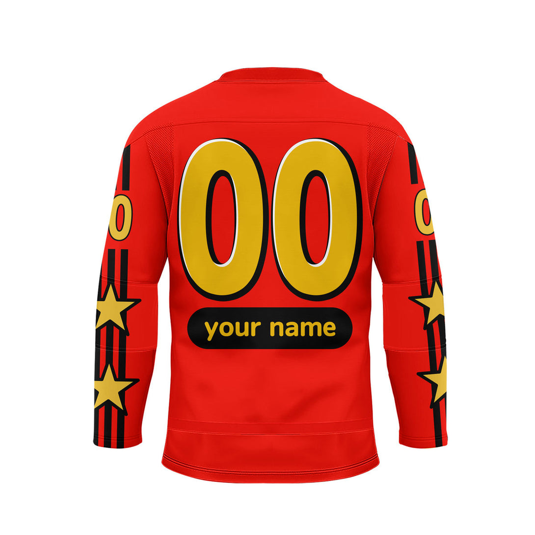 Custom Red All Stars Game Lace Neck Hockey Jersey For Men & Women