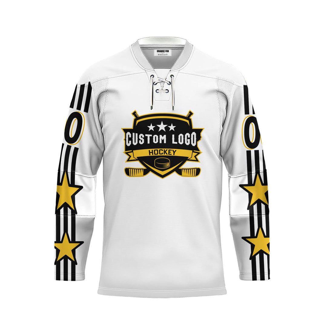 Custom White All Stars Game  Lace Neck Hockey Jersey For Men & Women