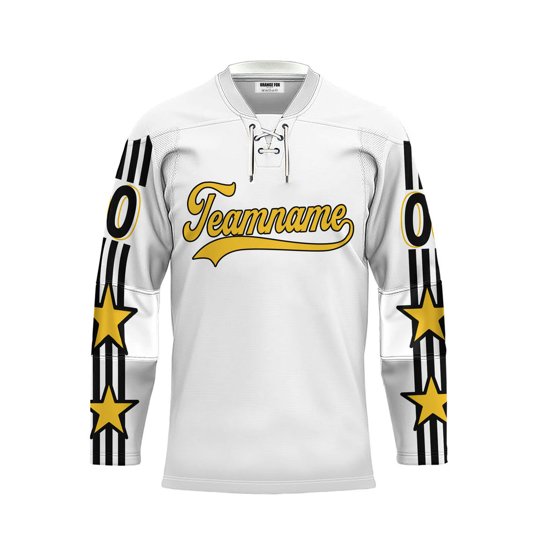 Custom White All Stars Game  Lace Neck Hockey Jersey For Men & Women