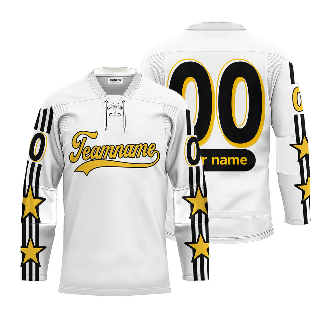 Custom White All Stars Game  Lace Neck Hockey Jersey For Men & Women