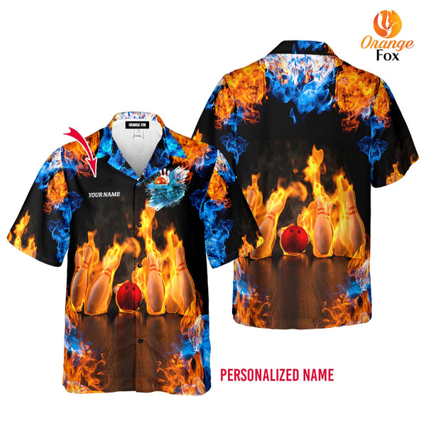 Bowling Ball Fire Custom Name Hawaiian Shirt For Men &amp; Women HN3720