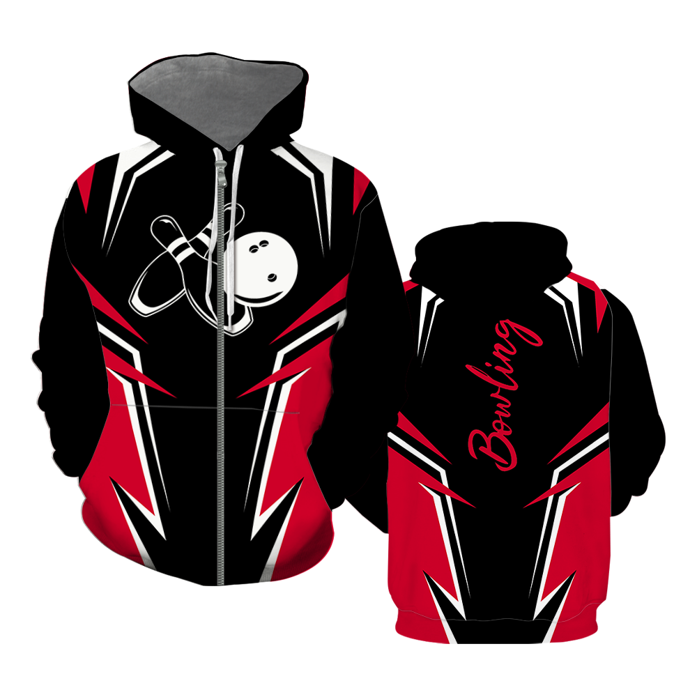 Bowling Zip Up Hoodie For Men & Women HO7355