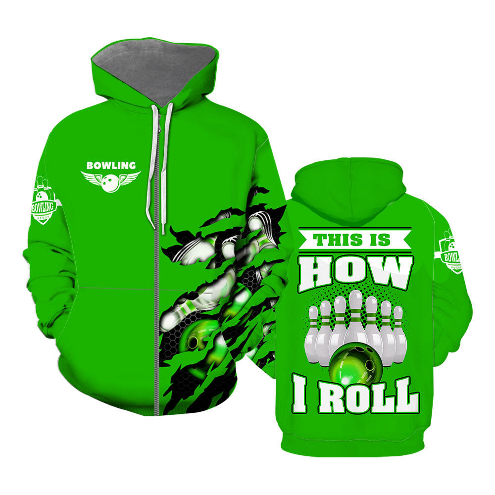 That How I Roll Bowling Zip Up Hoodie For Men & Women