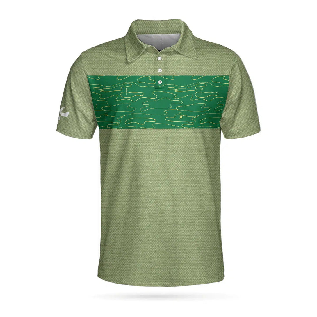 Hit 'Em Long & Straight Golf Course Pattern Polo Shirt For Men