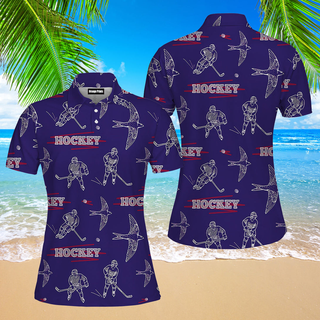 Hockey Players During The Game Polo Shirt For Women