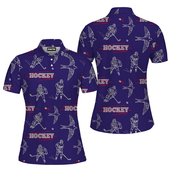 Hockey Players During The Game Polo Shirt For Women