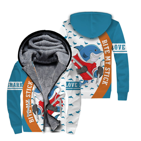 Hockey Shark Fleece Zip Hoodie For Men & Women