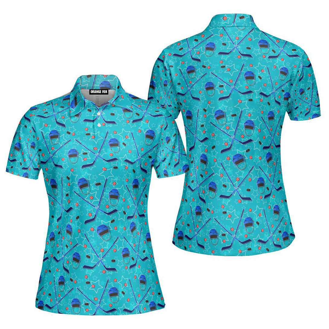 Hockey Stars Blue Polo Shirt For Women