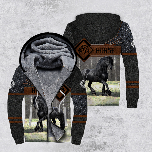 Horse Fleece Zip Hoodie For Men & Women