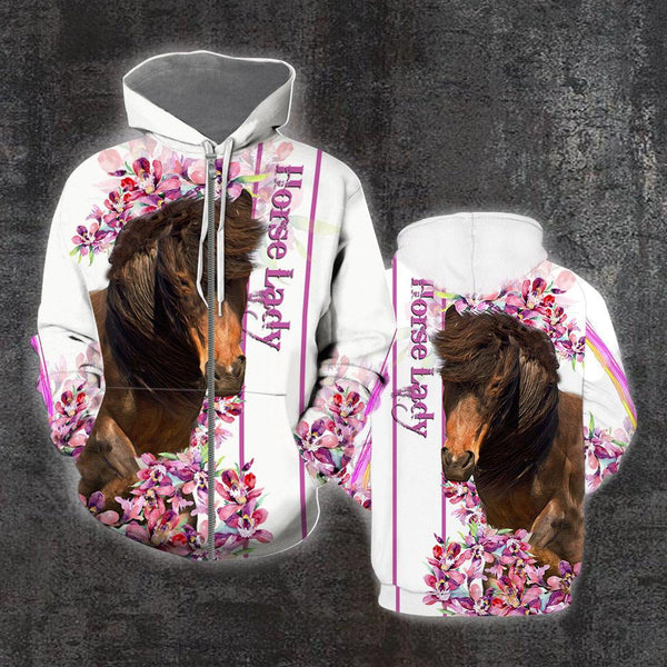 Horse Lady Zip Up Hoodie For Men & Women