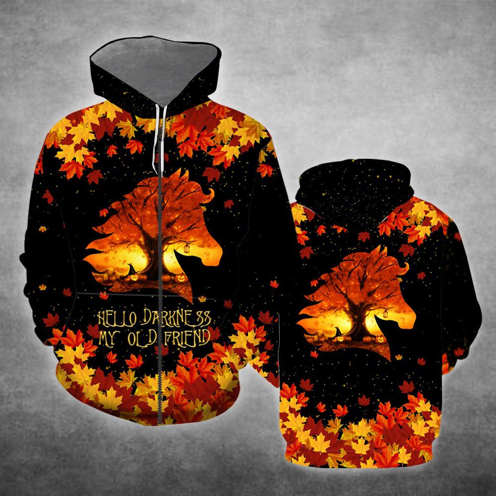 Horse - Leaves Autumn Pumkin Zip Up Hoodie For Men & Women