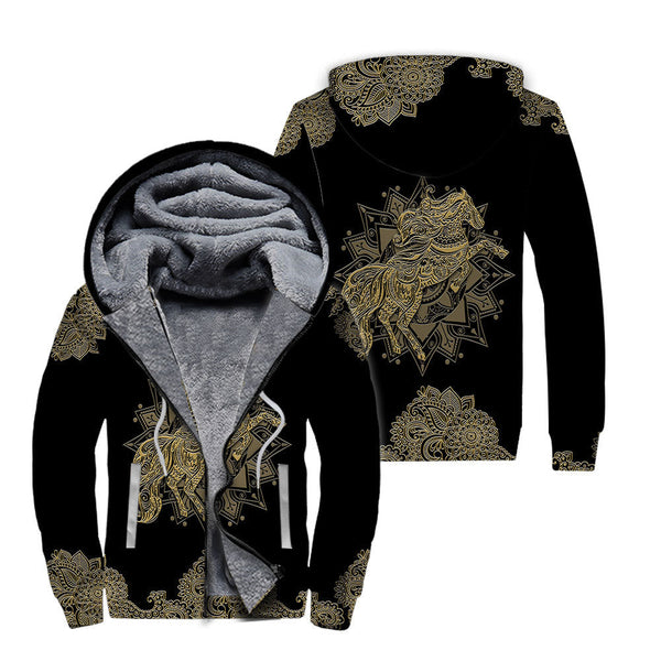 Horse Mandala Fleece Zip Hoodie For Men & Women