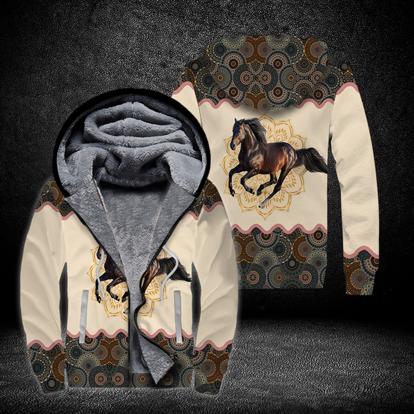 Horse Mandala Fleece Zip Hoodie For Men & Women