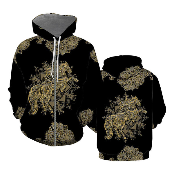 Horse Mandala Zip Up Hoodie For Men & Women