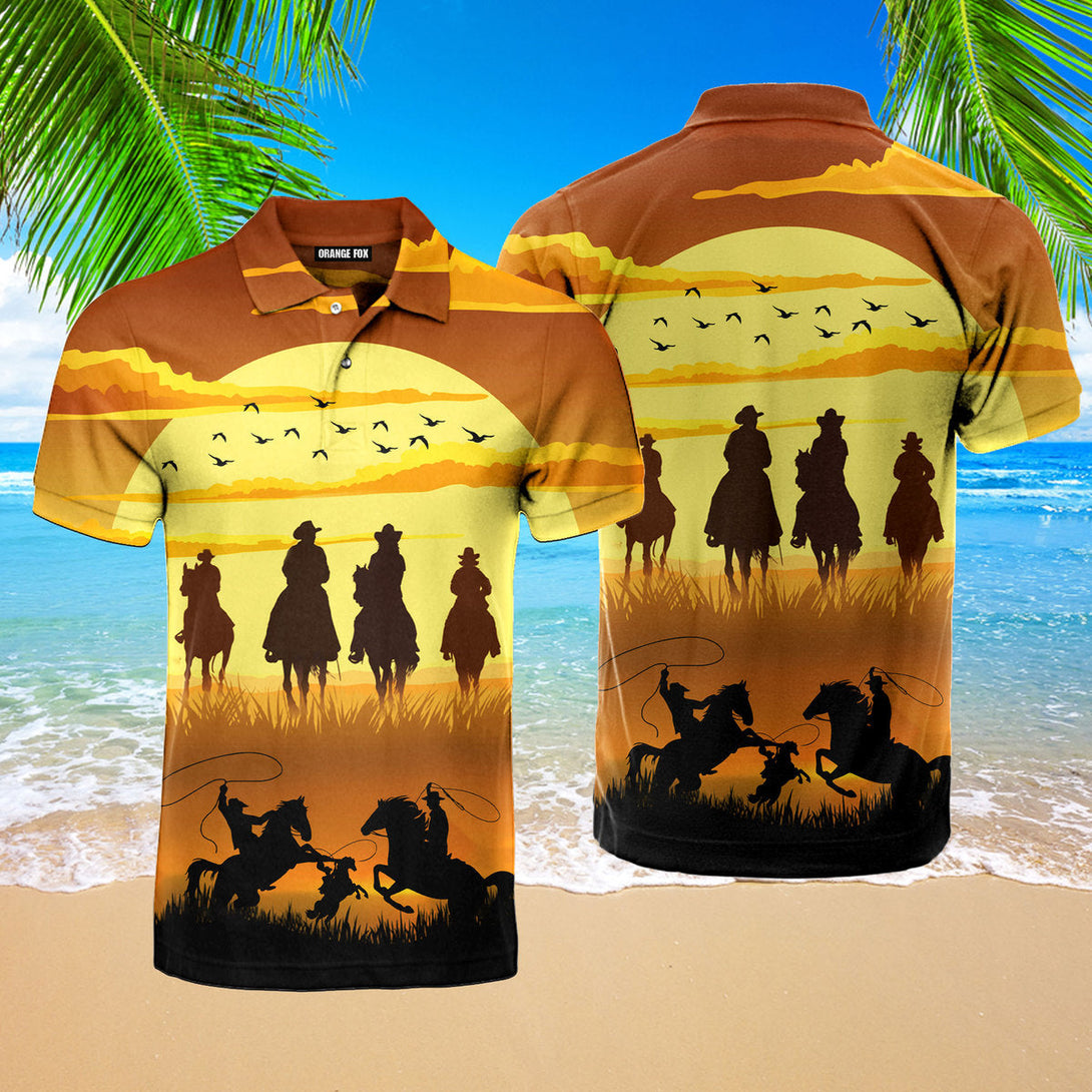 Horse Racing - Gift For Men, Horse Lovers, Racing Horse Lovers - Team Roper Cowboy Polo Shirt