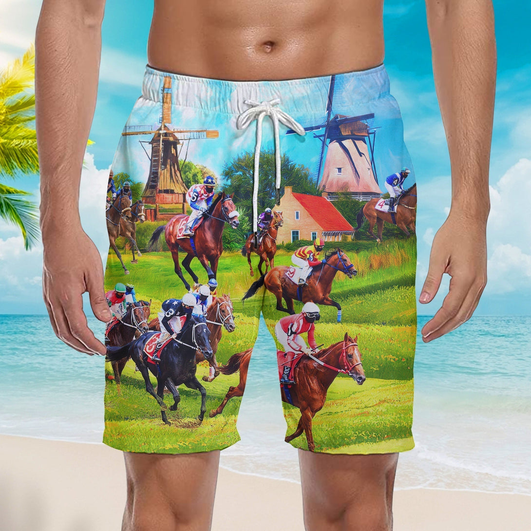 Horse Racing We Love Beach Shorts For Men