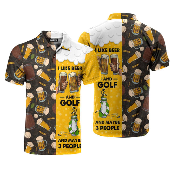I Like Beer And Golf Retro Vintage Polo Shirt For Men