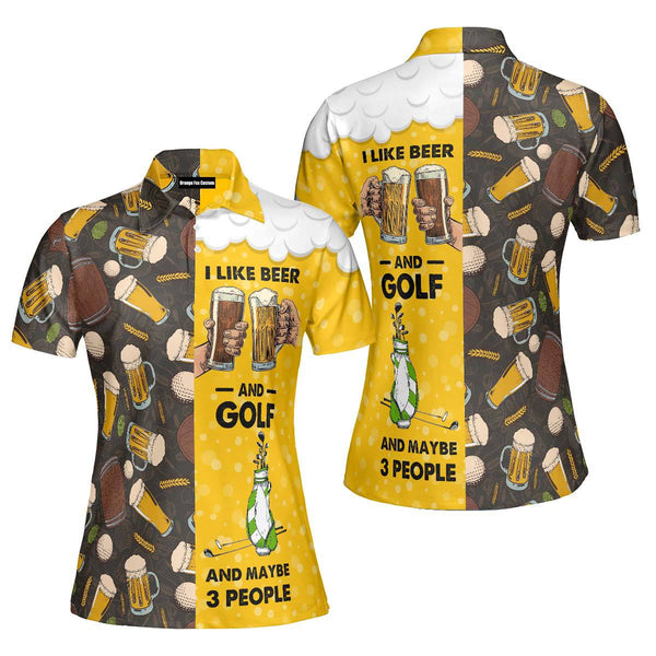 I Like Beer And Golf Retro Vintage Polo Shirt For Women