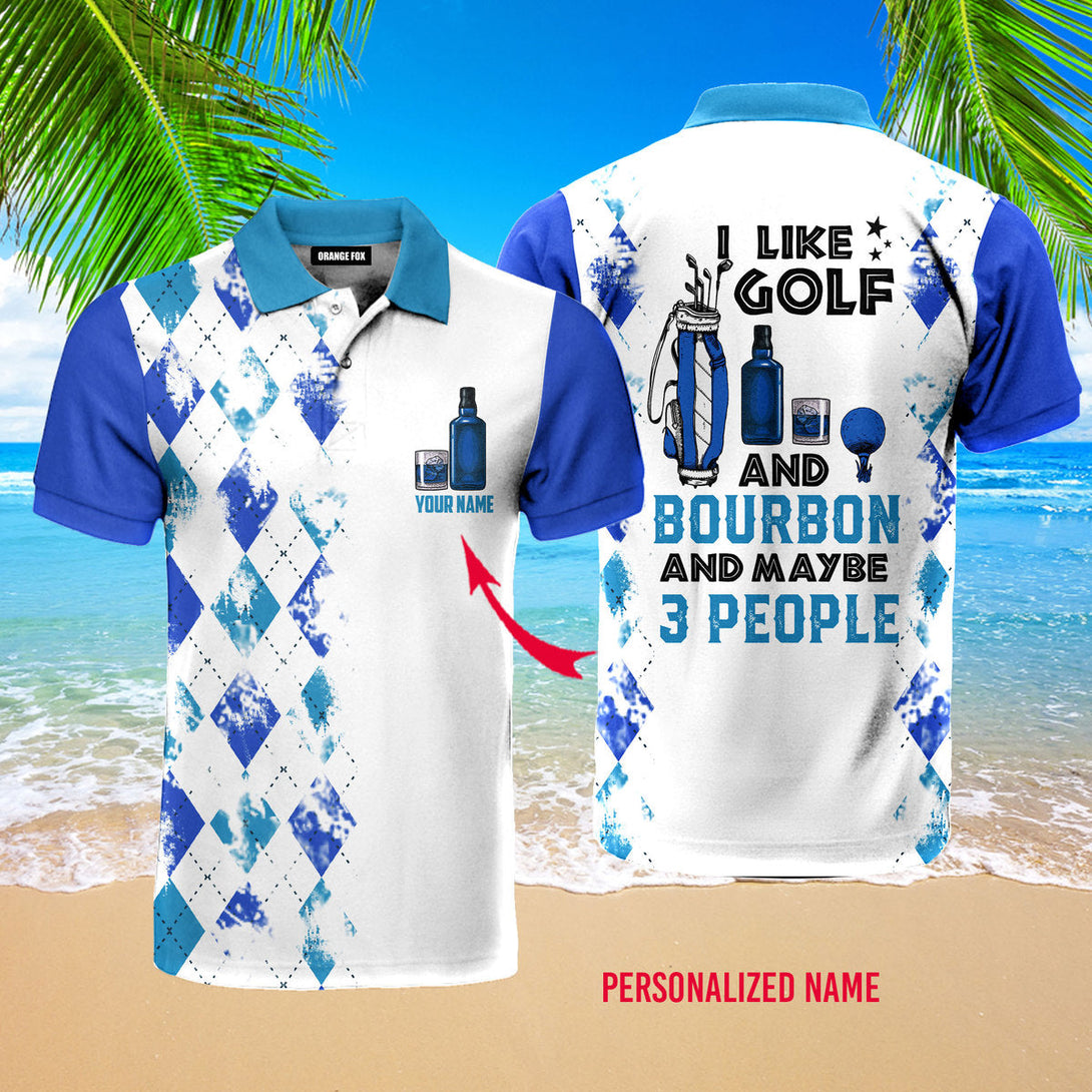 I Like Golf And Bourbon Blue Golf Custom Name Polo Shirt For Men & Women PN1818