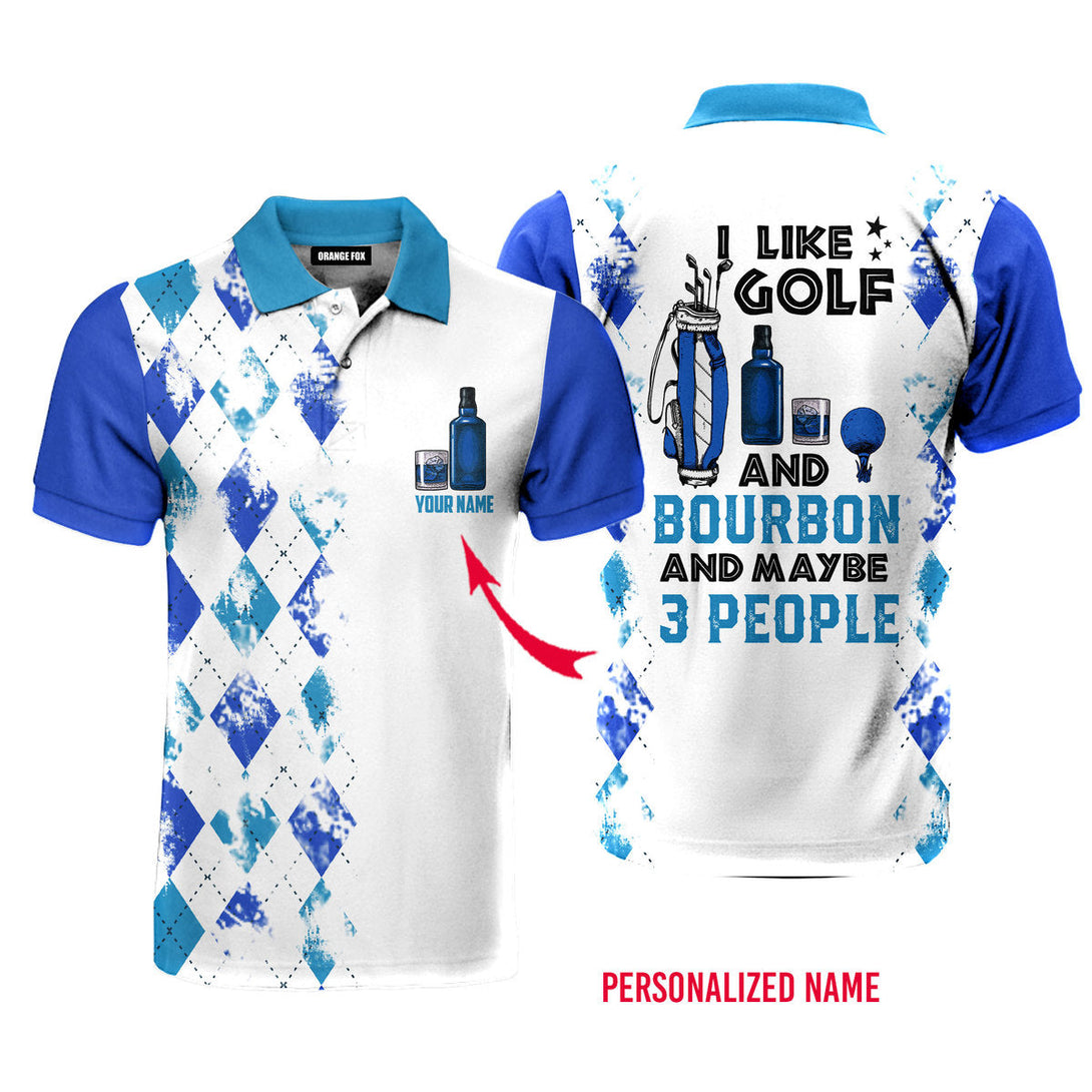 I Like Golf And Bourbon Blue Golf Custom Name Polo Shirt For Men & Women PN1818