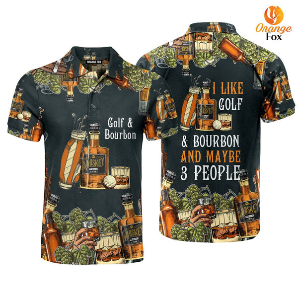 I Like Golf And Bourbon Drinking Golfing Polo Shirt For Men