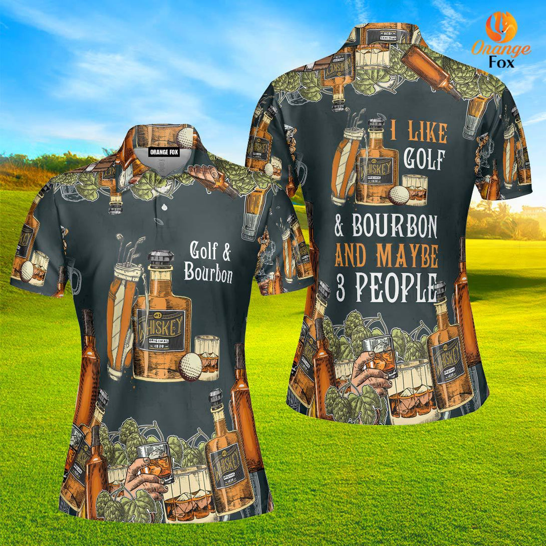 I Like Golf And Bourbon Drinking Golfing Polo Shirt For Women