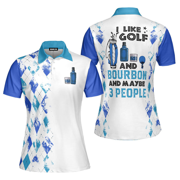 I Like Golf And Bourbon - Gift For Golf Lovers, Bourbon Lovers - Blue Golf Polo Shirt For Men
