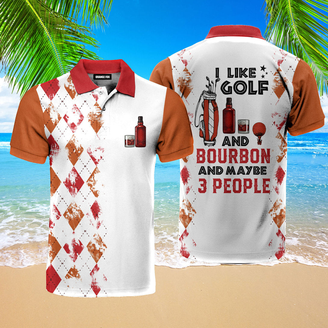 I Like Golf And Bourbon - Gift For Golf Lovers, Bourbon Lovers - Red Golf Polo Shirt For Men