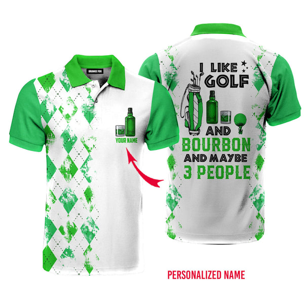 I Like Golf And Bourbon Green Golf Custom Name Polo Shirt For Men & Women PN1817