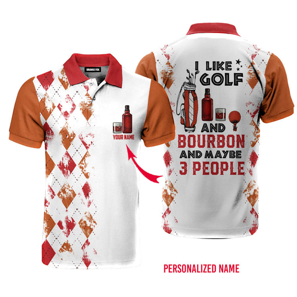 I Like Golf And Bourbon Red Golf Custom Name Polo Shirt For Men & Women PN1819