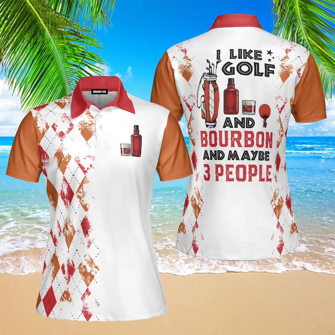 I Like Golf And Bourbon Red Orange Golf Polo Shirt For Women