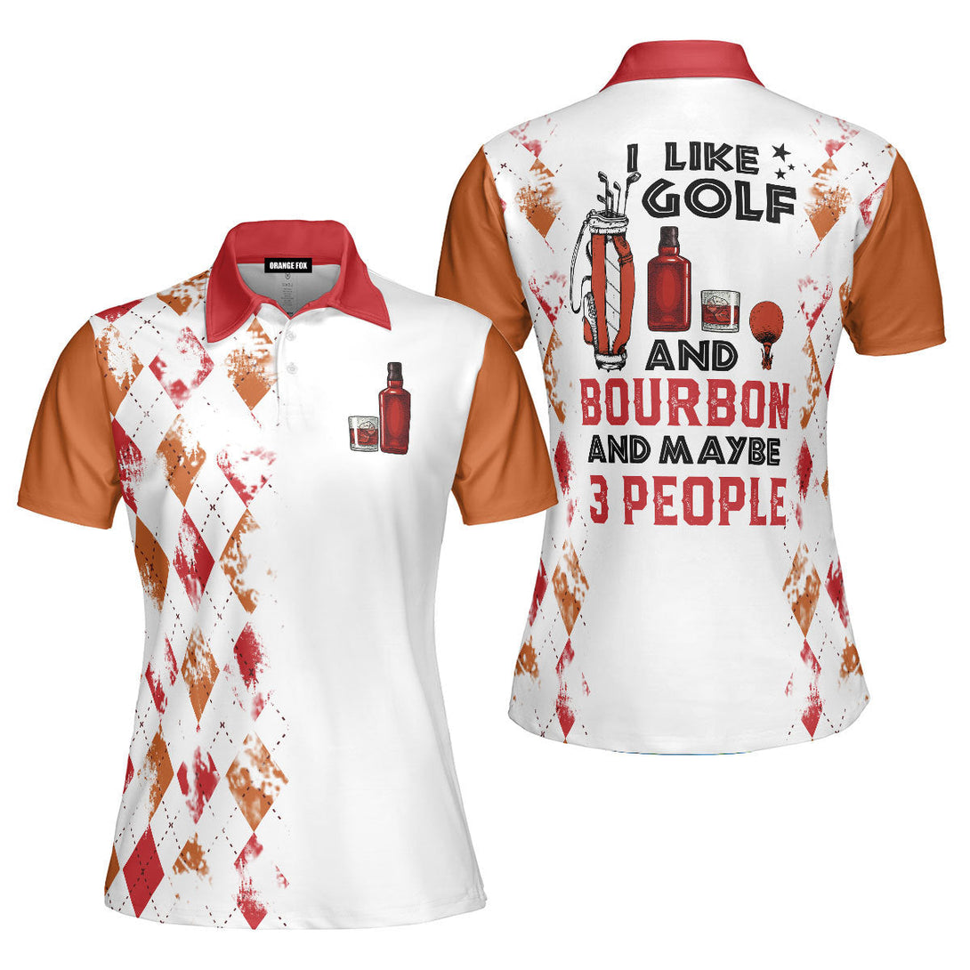 I Like Golf And Bourbon Red Orange Golf Polo Shirt For Women