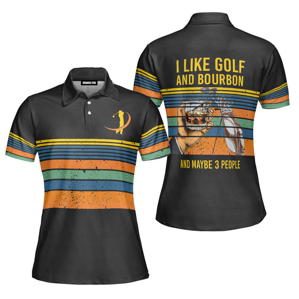 I Like Golf And Bourbon Vintage Retro Golf Polo Shirt For Women