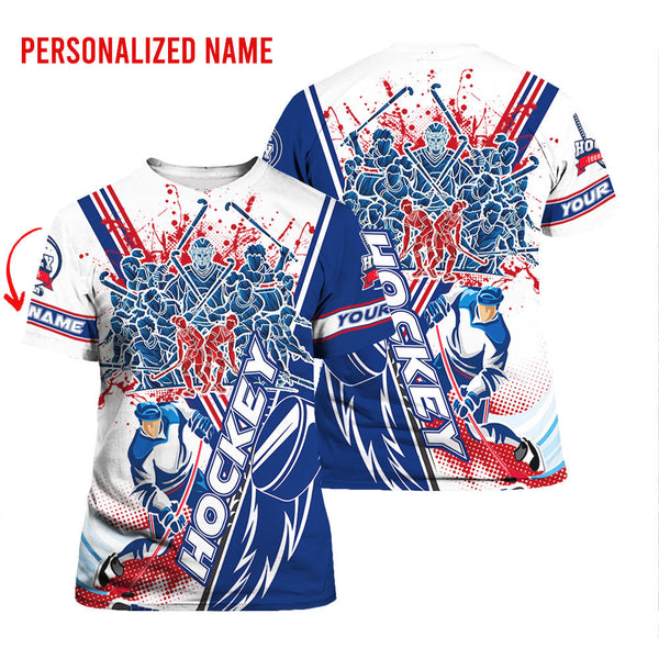 Ice Hockey Team Custom Name T-Shirt Over Print For Men & Women