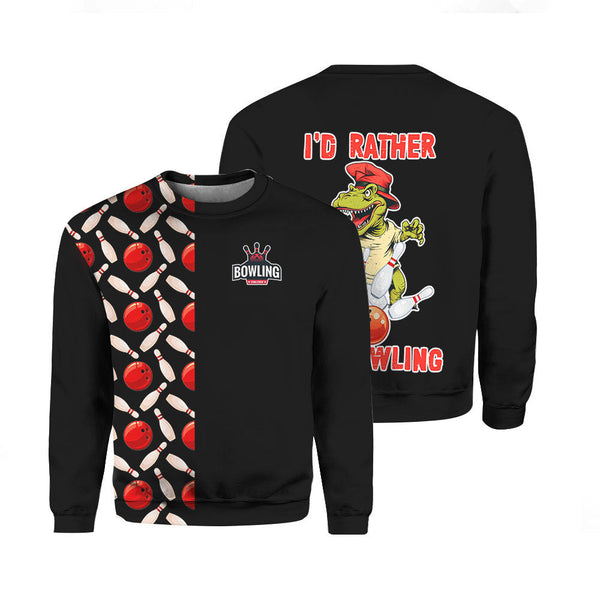 I’d Rather Be Bowling Black Crewneck Sweatshirt For Men & Women