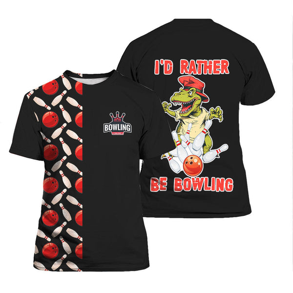 I’d Rather Be Bowling Black T-Shirt For Men & Women