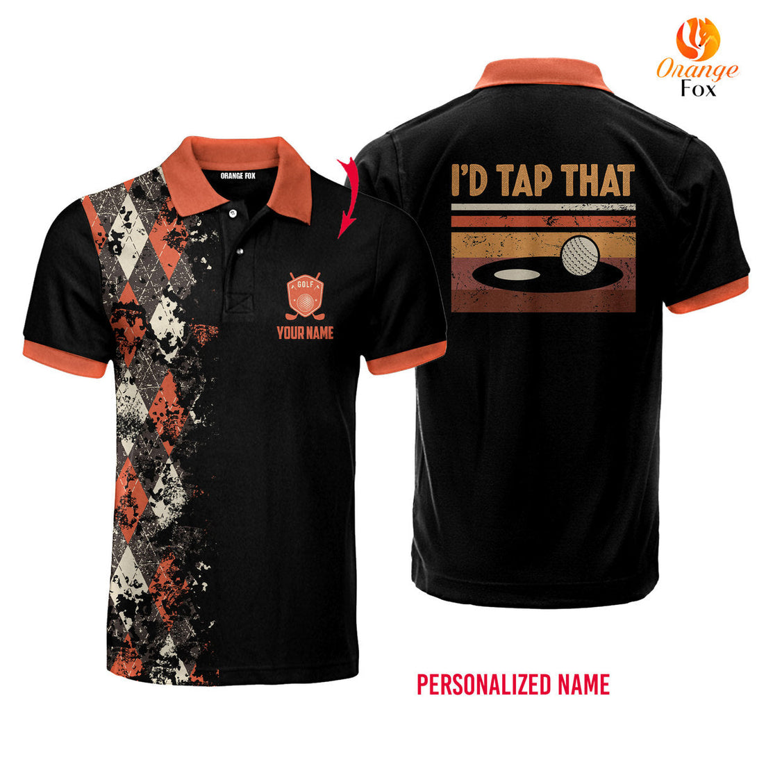 I'd Tap That Vintage Retro Golf Custom Name Polo Shirt For Men & Women